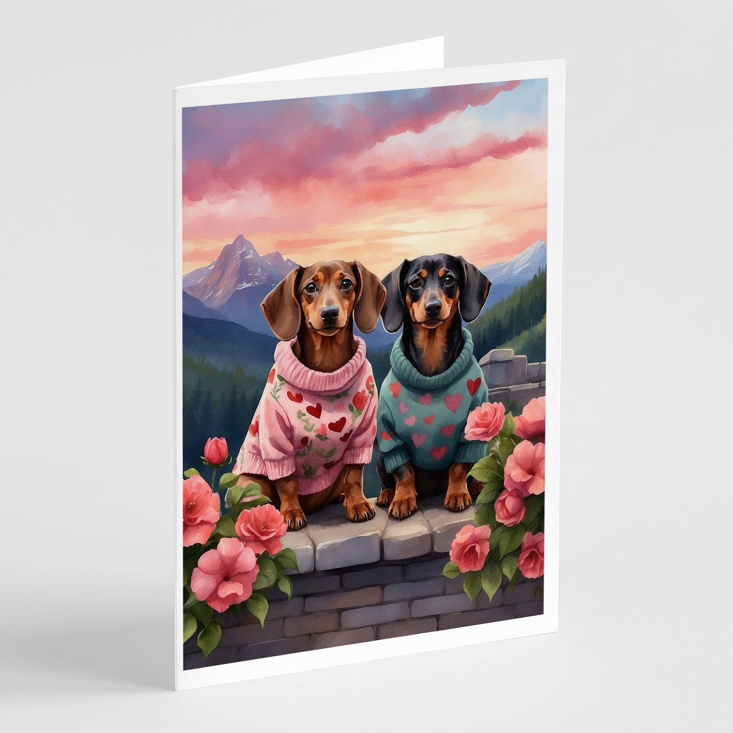 Buy this Dachshund Two Hearts Greeting Cards Pack of 8