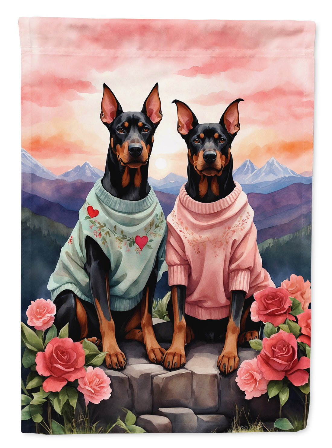 Buy this Doberman Pinscher Two Hearts Garden Flag