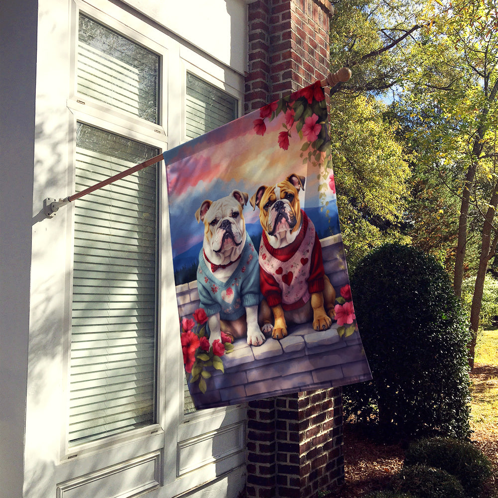 Buy this English Bulldog Two Hearts House Flag