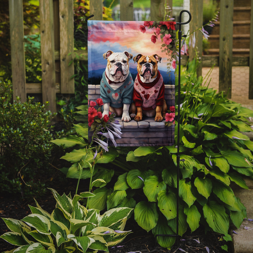 Buy this English Bulldog Two Hearts Garden Flag