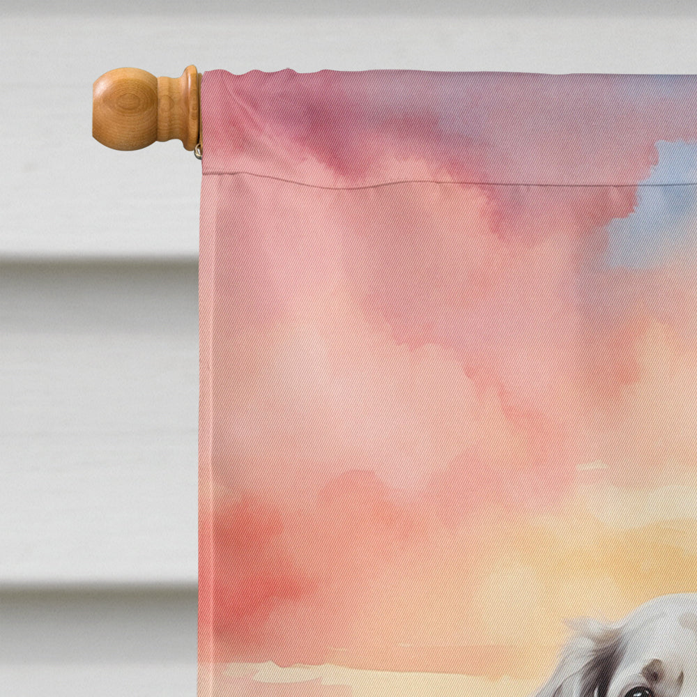 English Setter Two Hearts House Flag