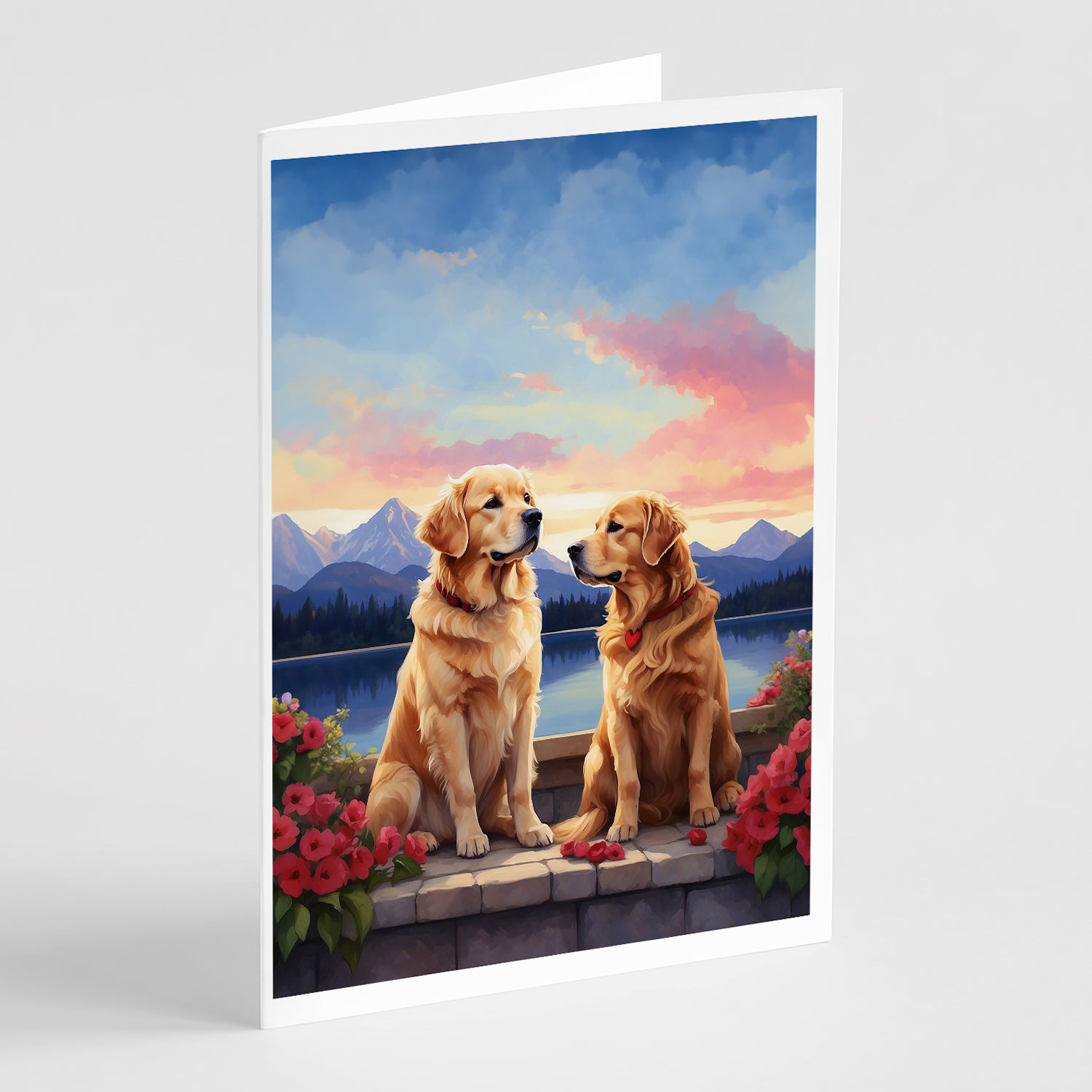 Buy this Golden Retriever Two Hearts Greeting Cards Pack of 8