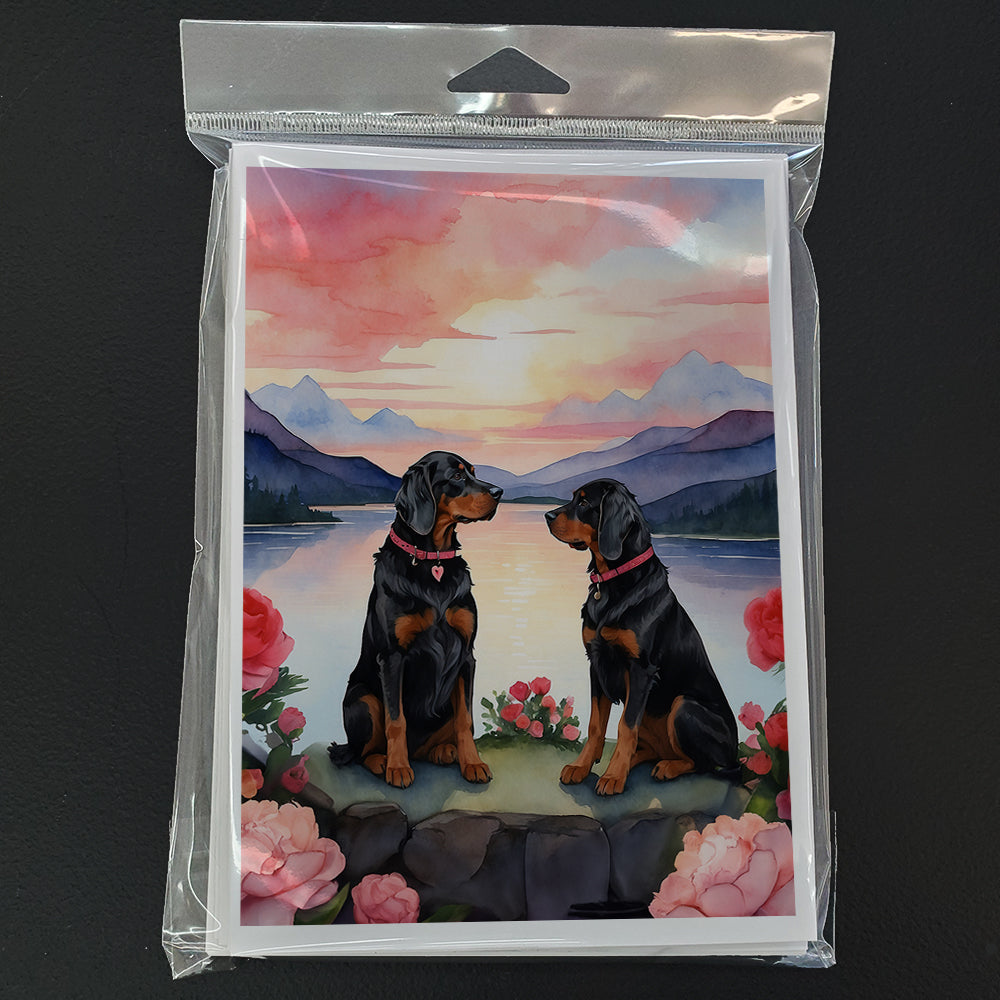 Gordon Setter Two Hearts Greeting Cards Pack of 8