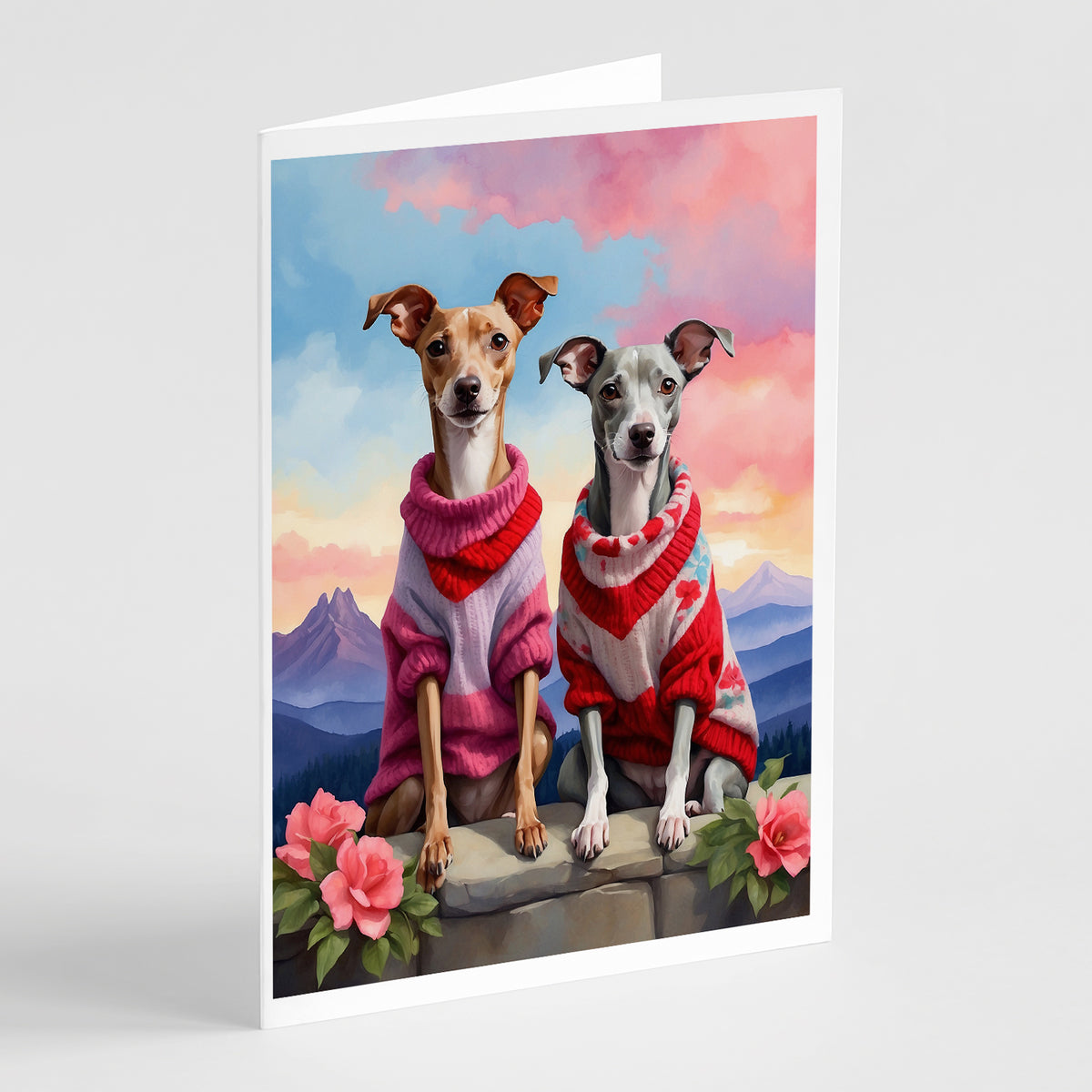 Buy this Italian Greyhound Two Hearts Greeting Cards Pack of 8