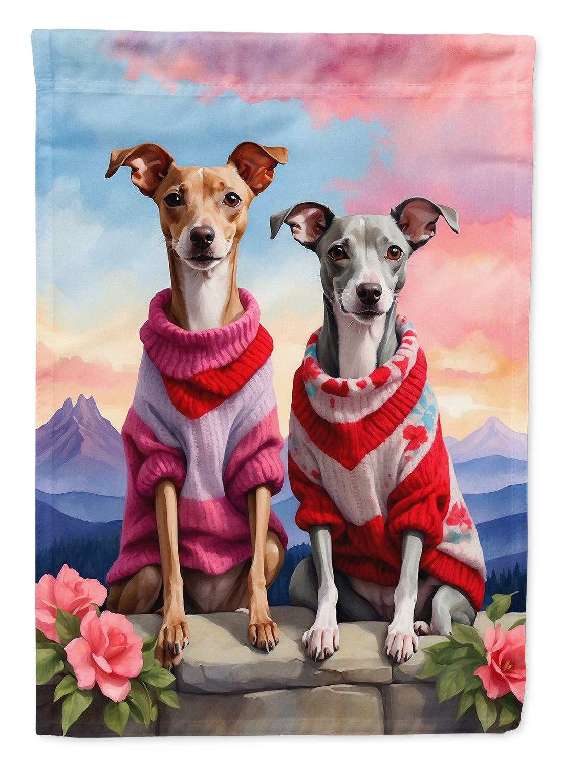 Buy this Italian Greyhound Two Hearts Garden Flag