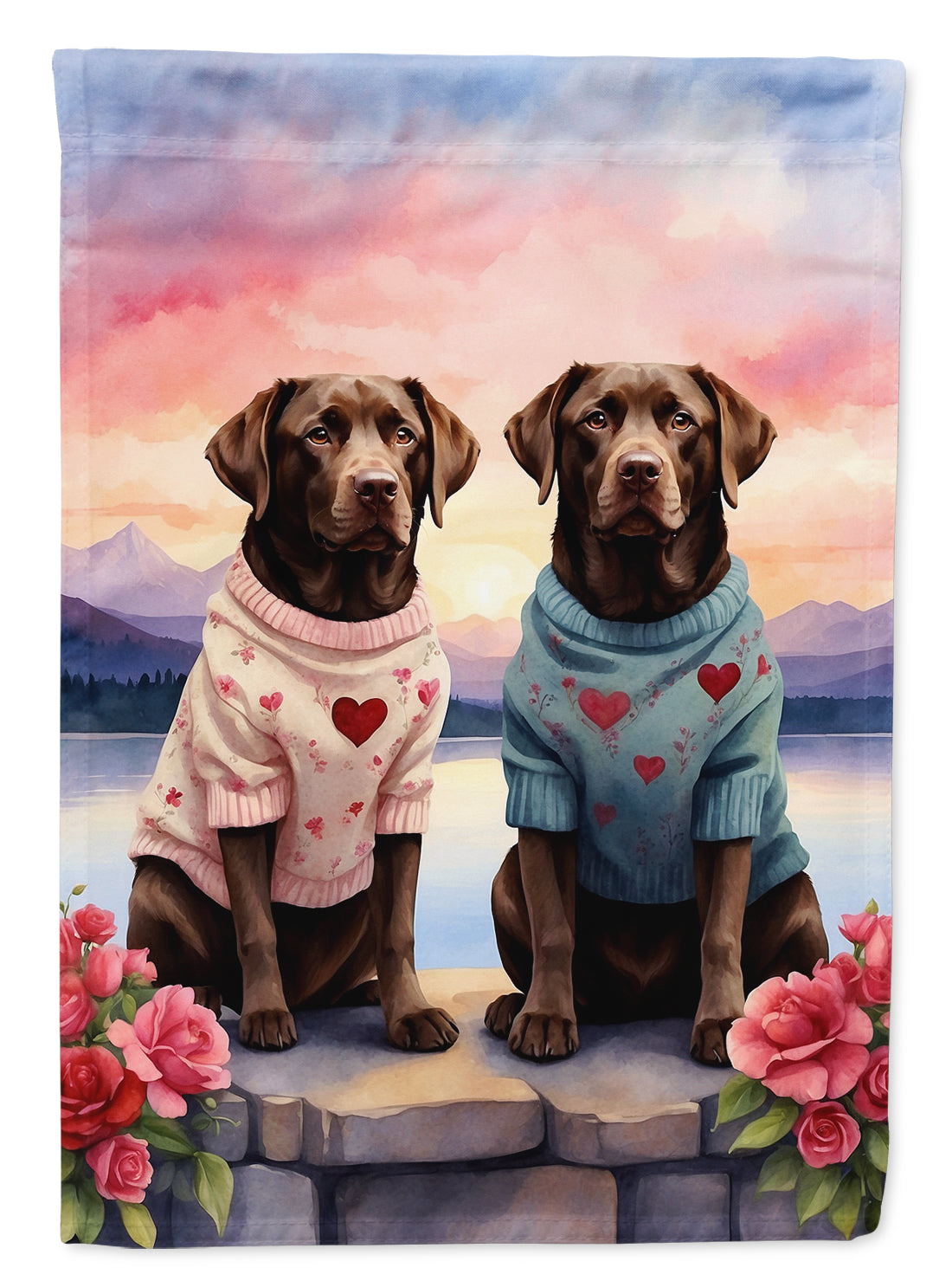 Buy this Chocolate Labrador Retriever Two Hearts House Flag