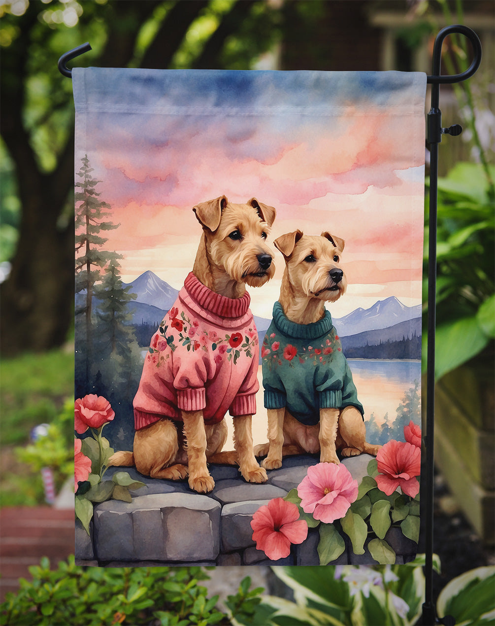 Lakeland Terrier Two Hearts Garden Flag