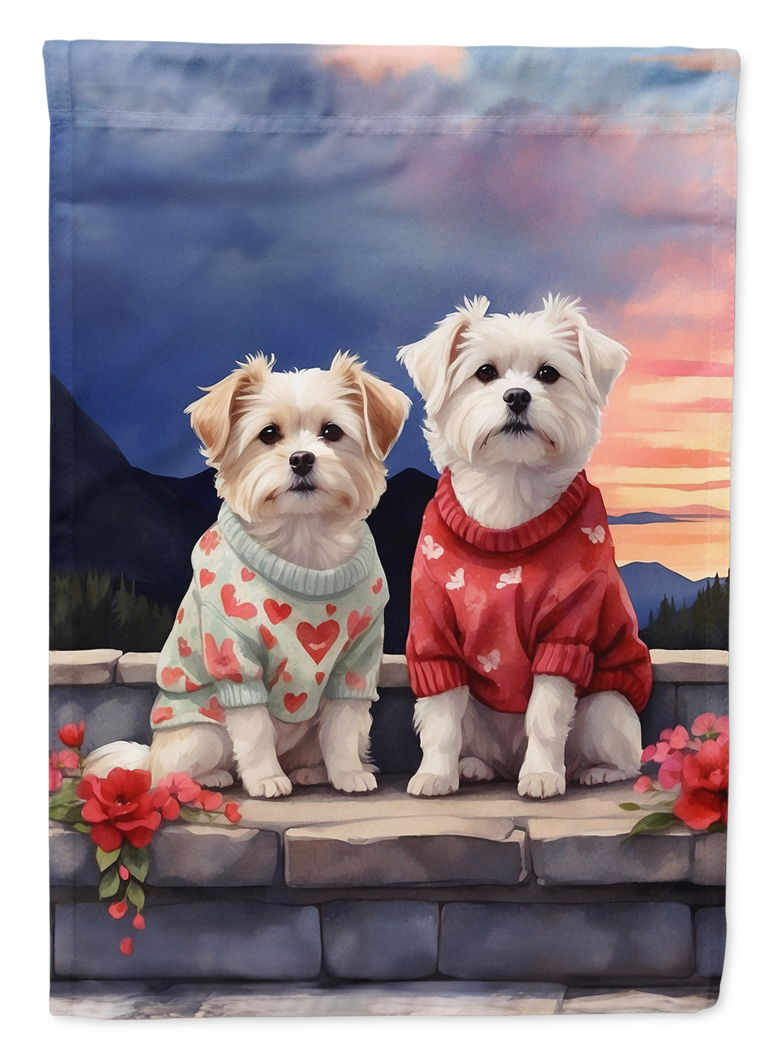 Buy this Maltese Two Hearts Garden Flag