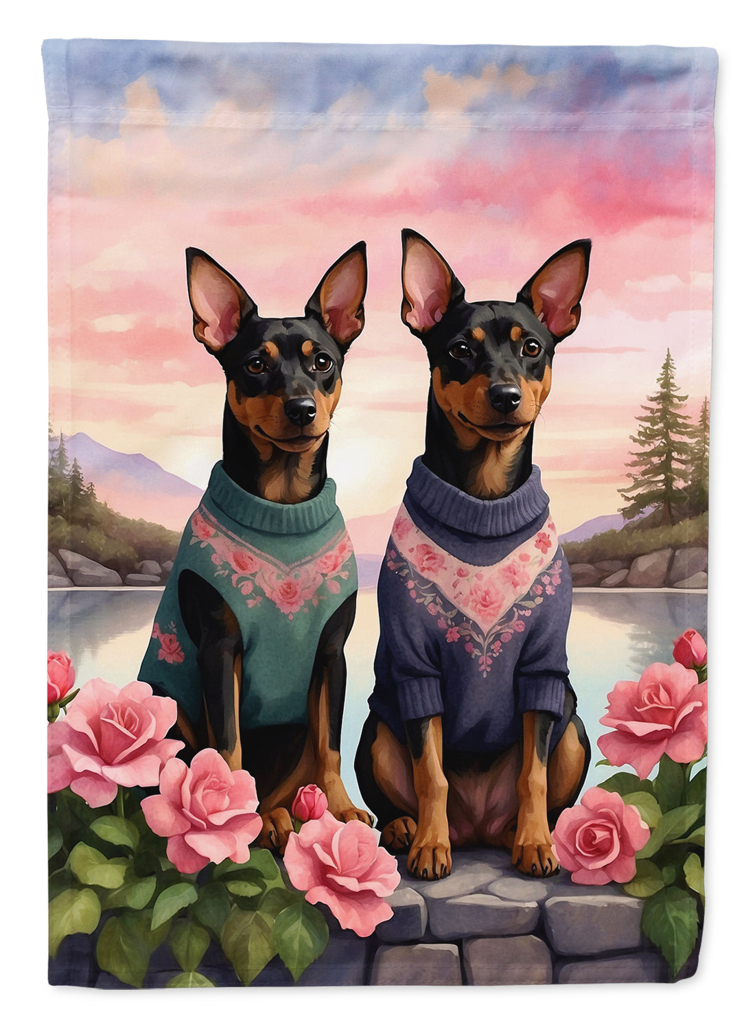 Buy this Manchester Terrier Two Hearts Garden Flag