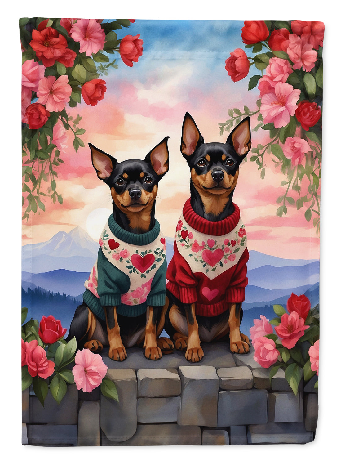 Buy this Miniature Pinscher Two Hearts Garden Flag