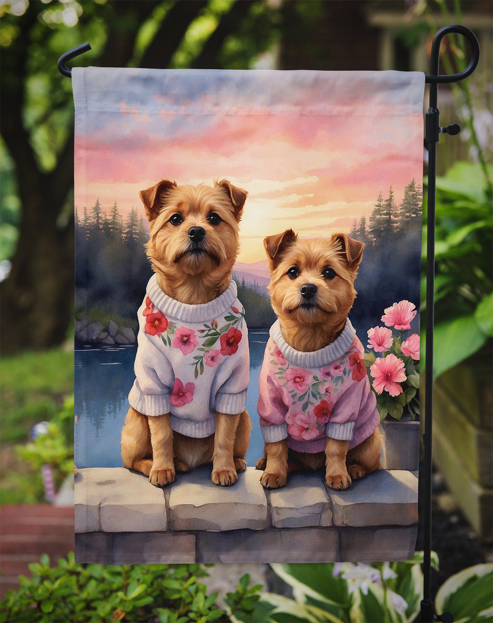 Norfolk Terrier Two Hearts Garden Flag