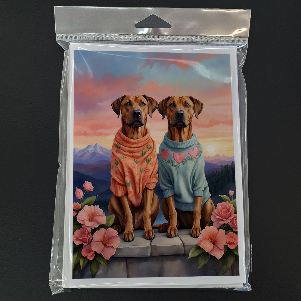 Rhodesian Ridgeback Two Hearts Greeting Cards Pack of 8