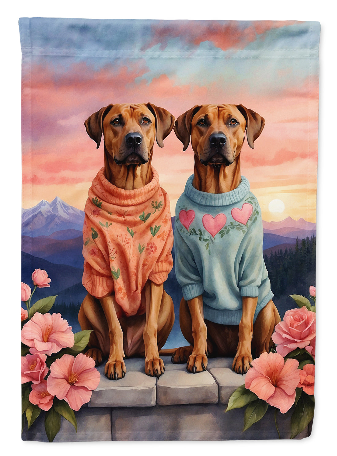 Buy this Rhodesian Ridgeback Two Hearts Garden Flag