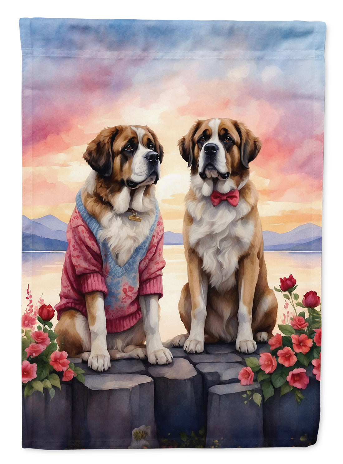 Buy this Saint Bernard Two Hearts House Flag