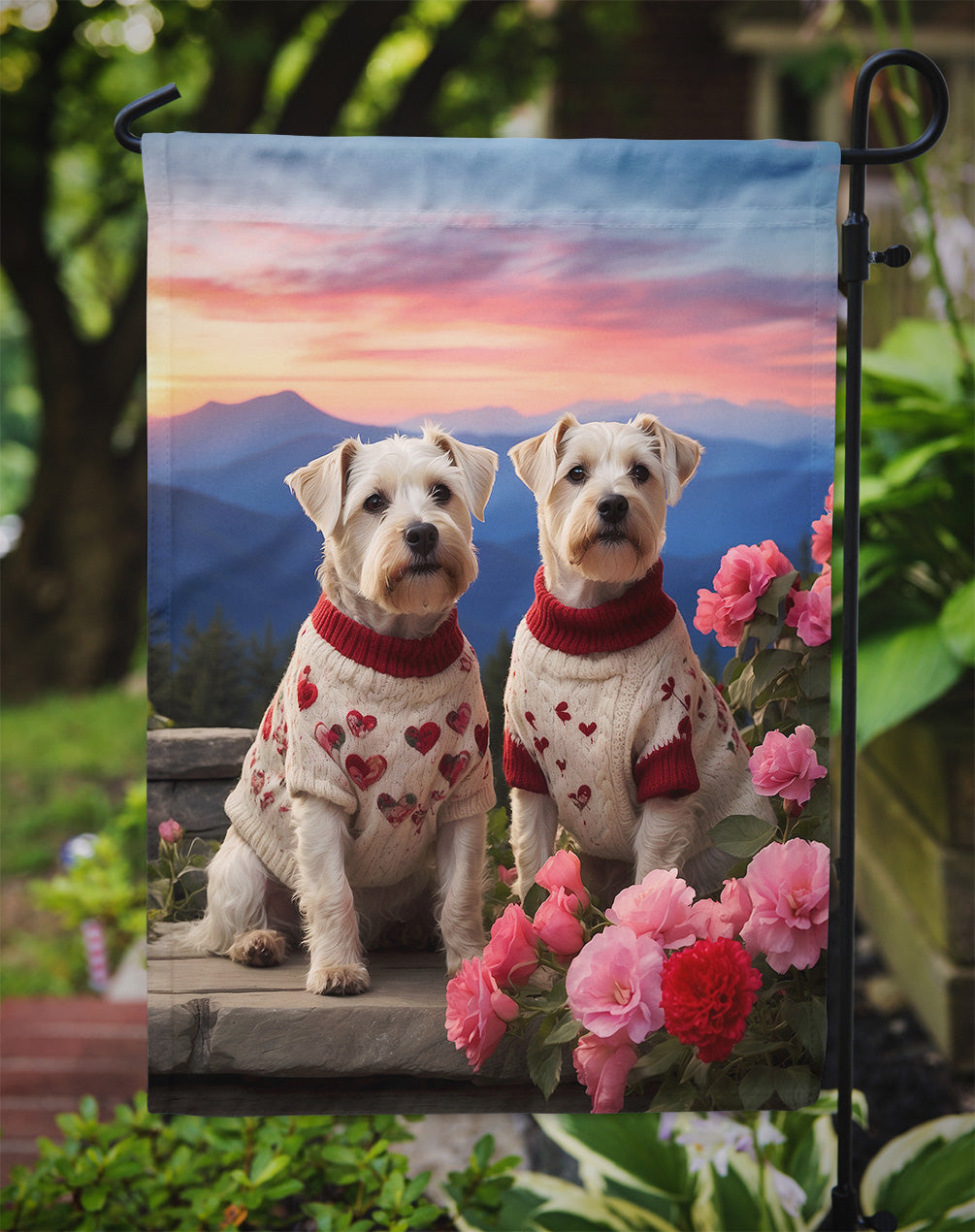 Sealyham Terrier Two Hearts Garden Flag