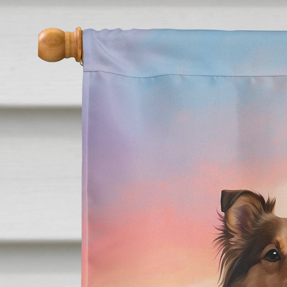 Sheltie Two Hearts House Flag