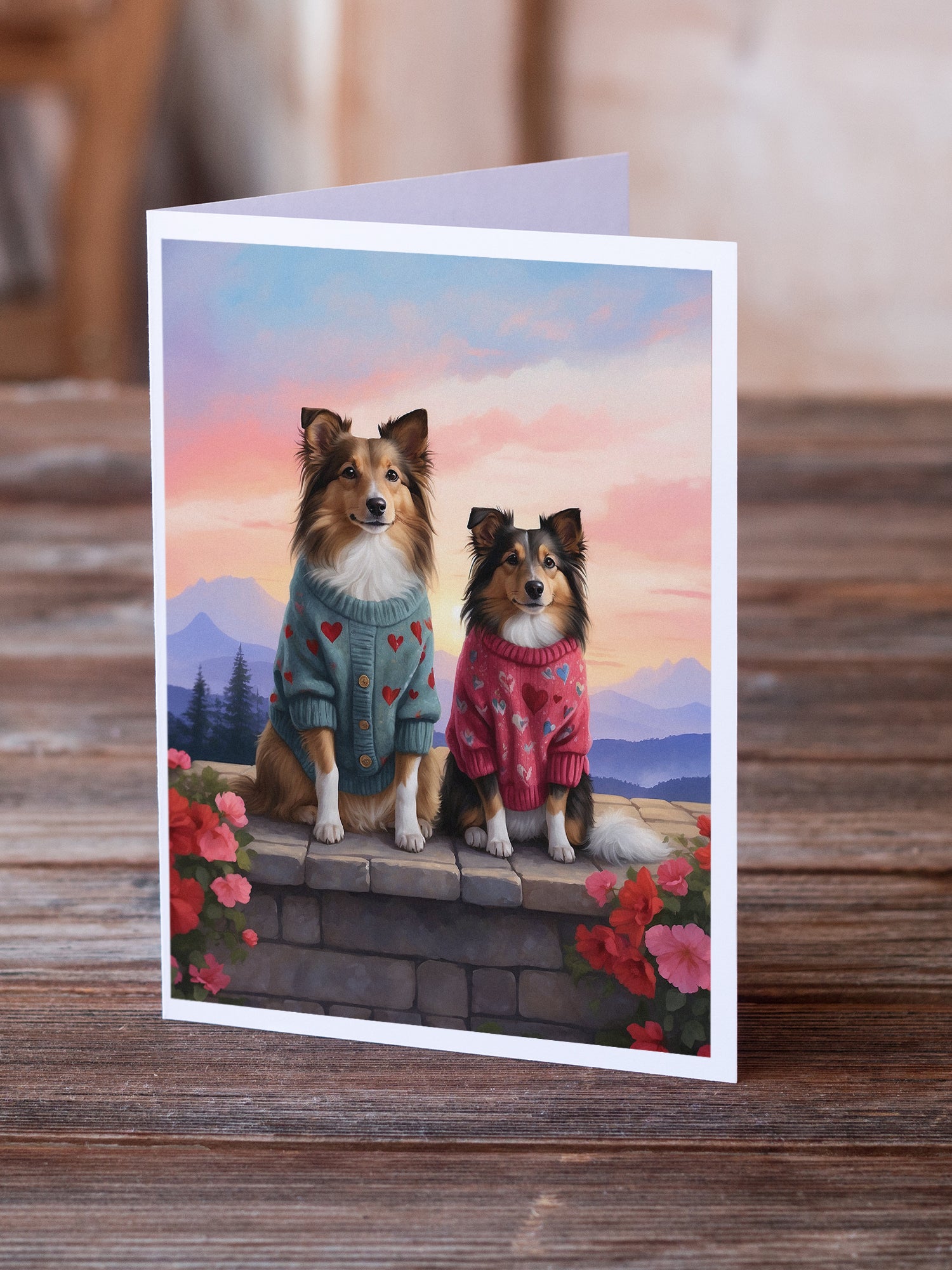 Buy this Sheltie Two Hearts Greeting Cards Pack of 8