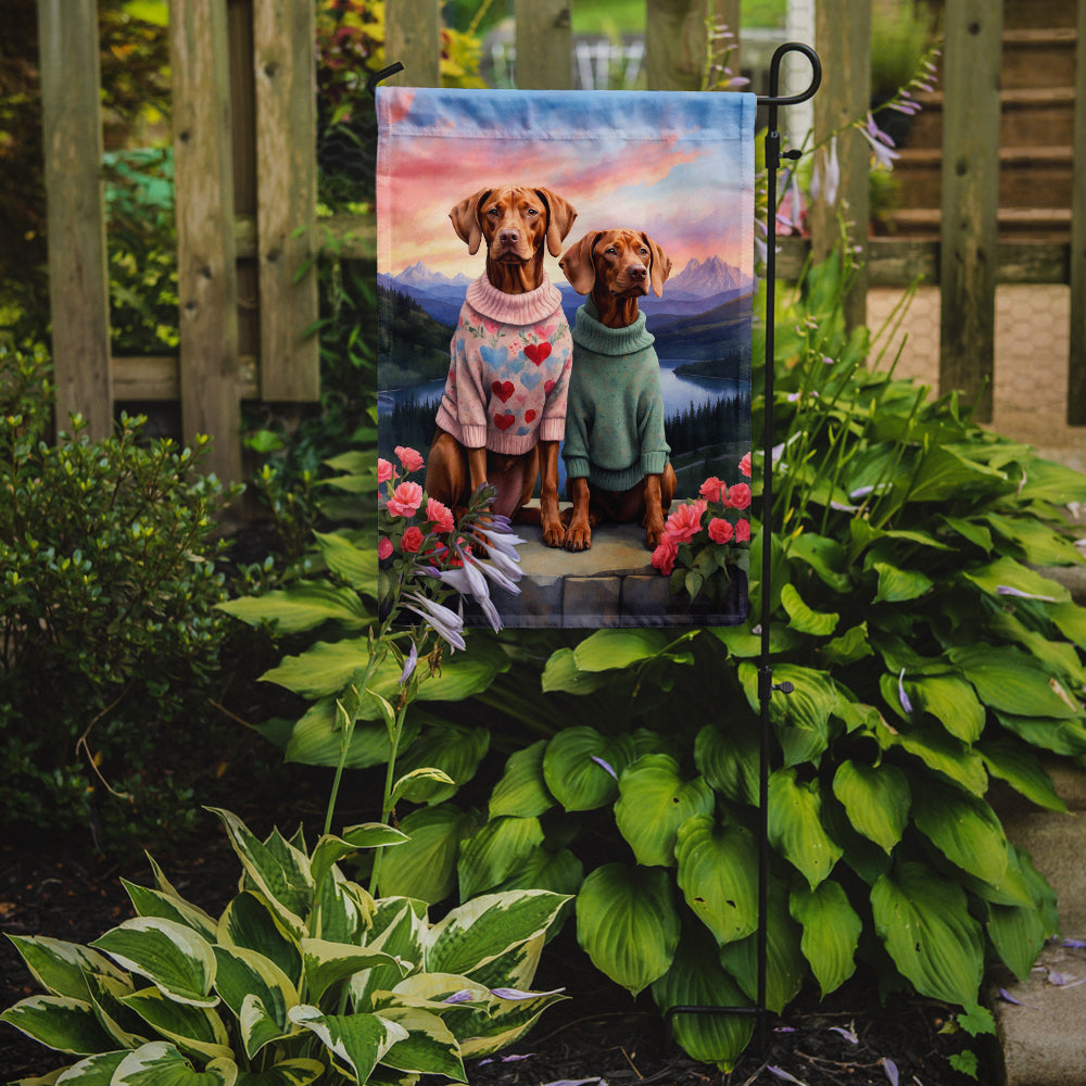 Vizsla Two Hearts Garden Flag