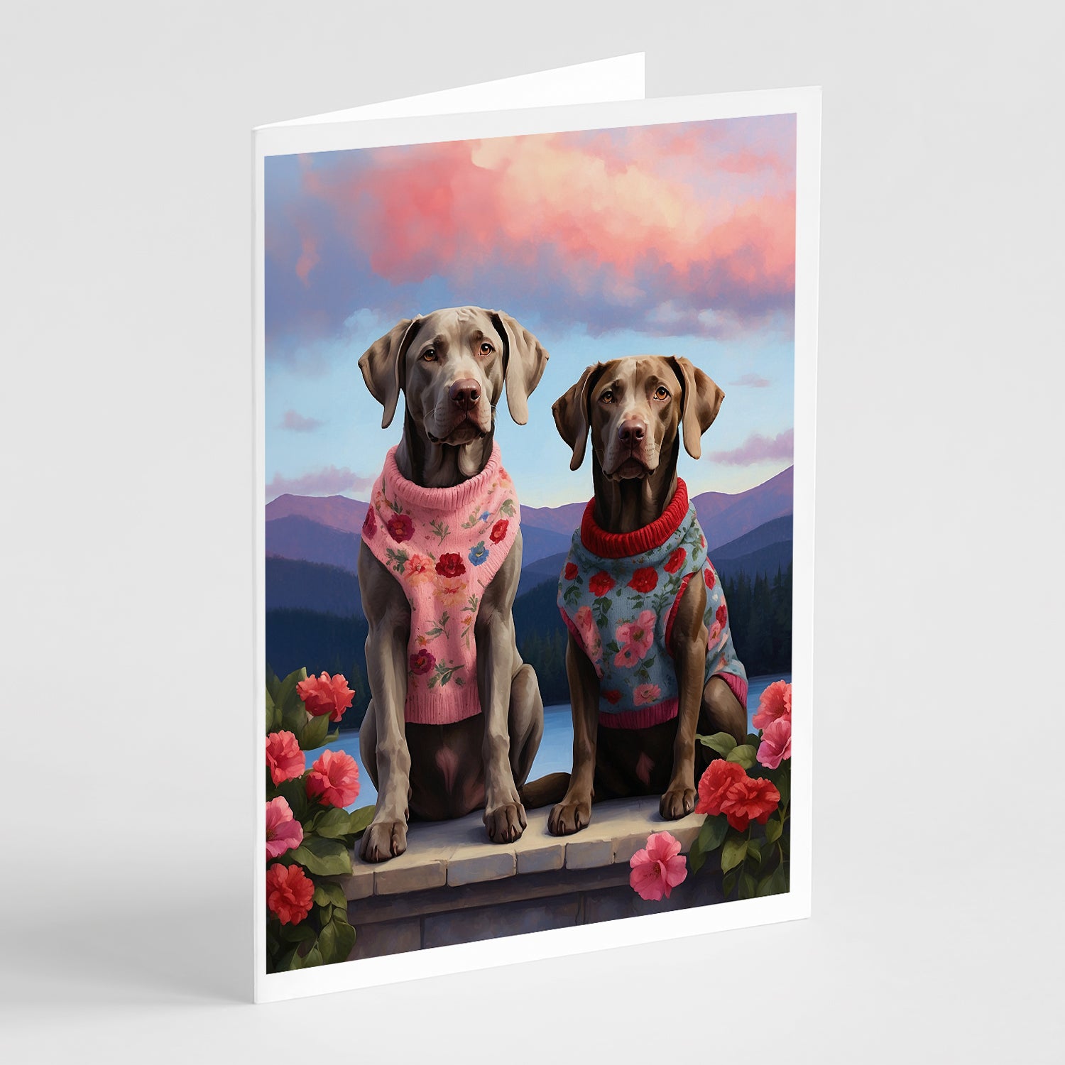 Buy this Weimaraner Two Hearts Greeting Cards Pack of 8