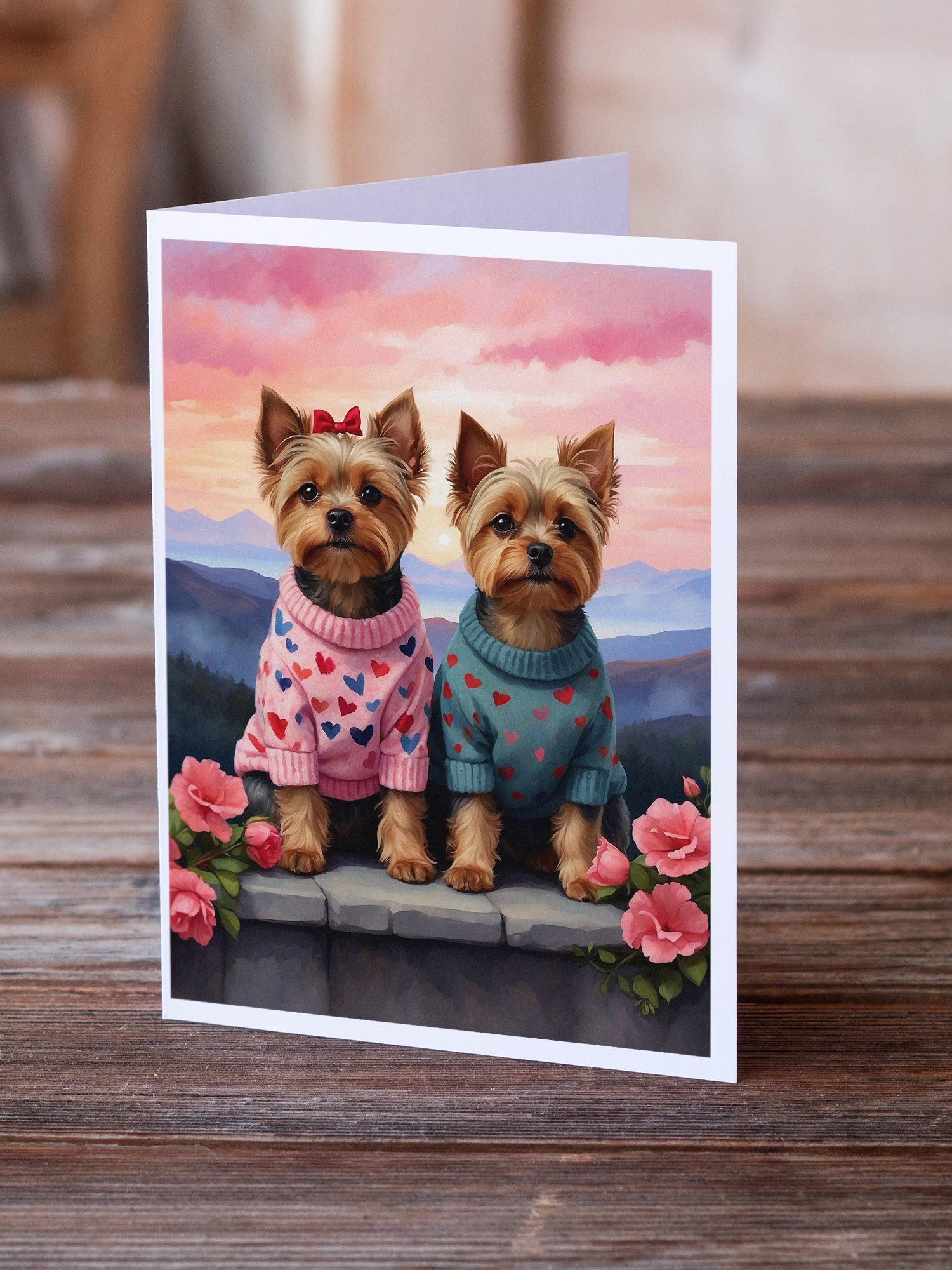 Buy this Yorkshire Terrier Two Hearts Greeting Cards Pack of 8