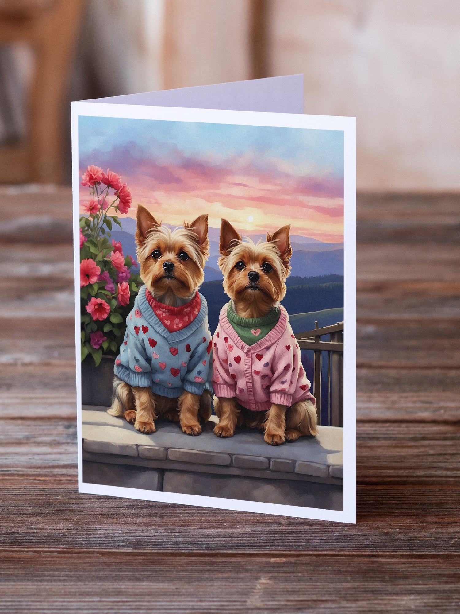 Buy this Yorkshire Terrier Two Hearts Greeting Cards Pack of 8