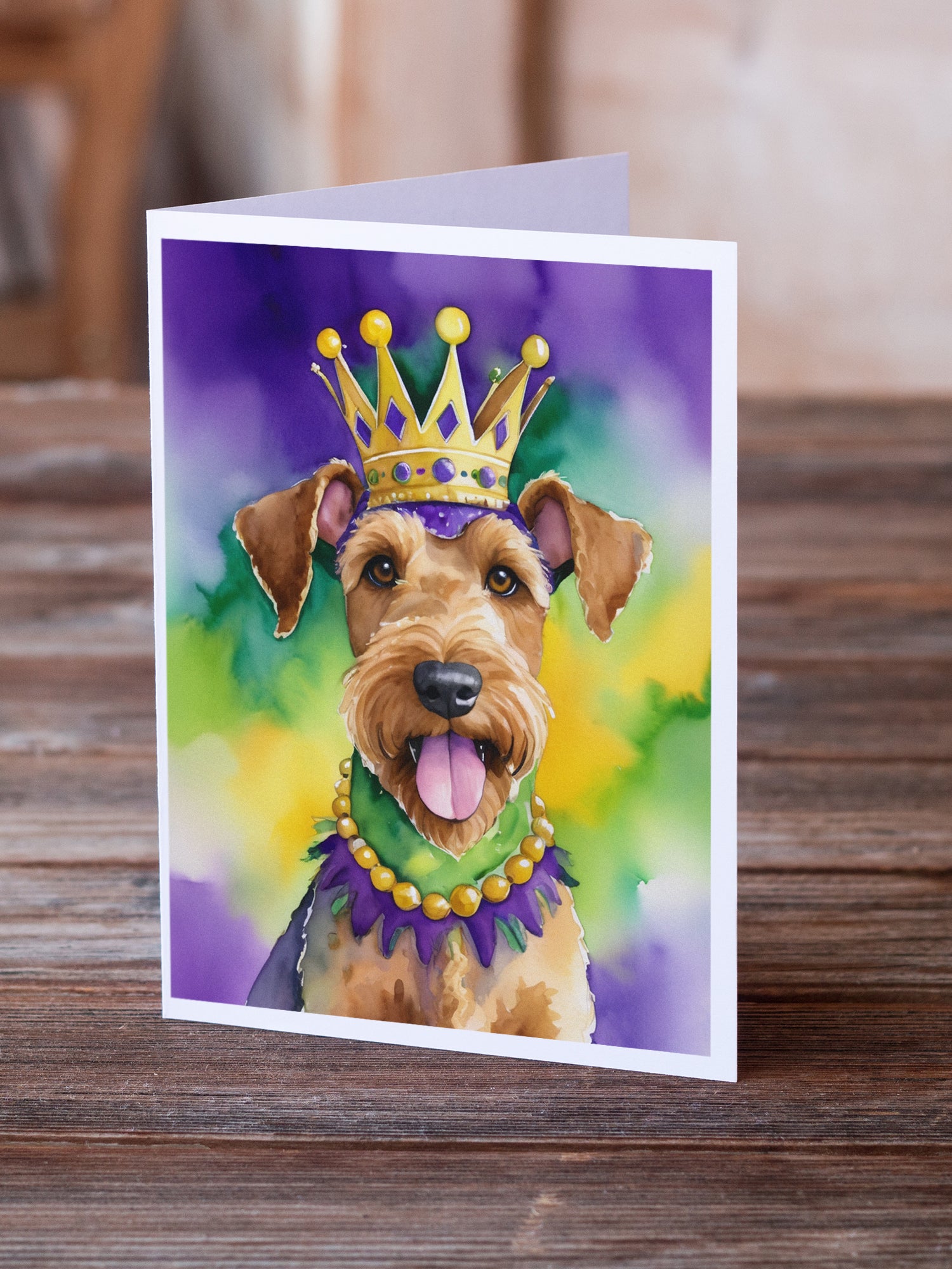 Buy this Airedale Terrier King of Mardi Gras Greeting Cards Pack of 8