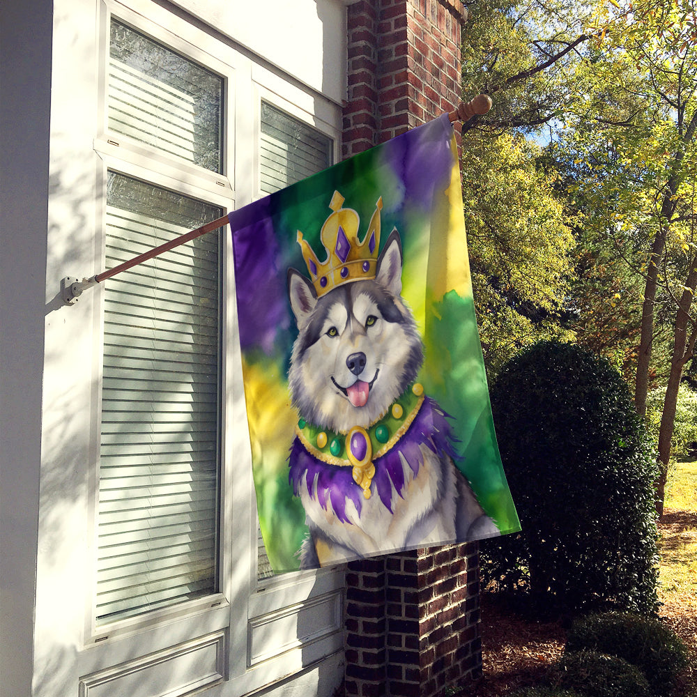 Alaskan Malamute King of Mardi Gras House Flag