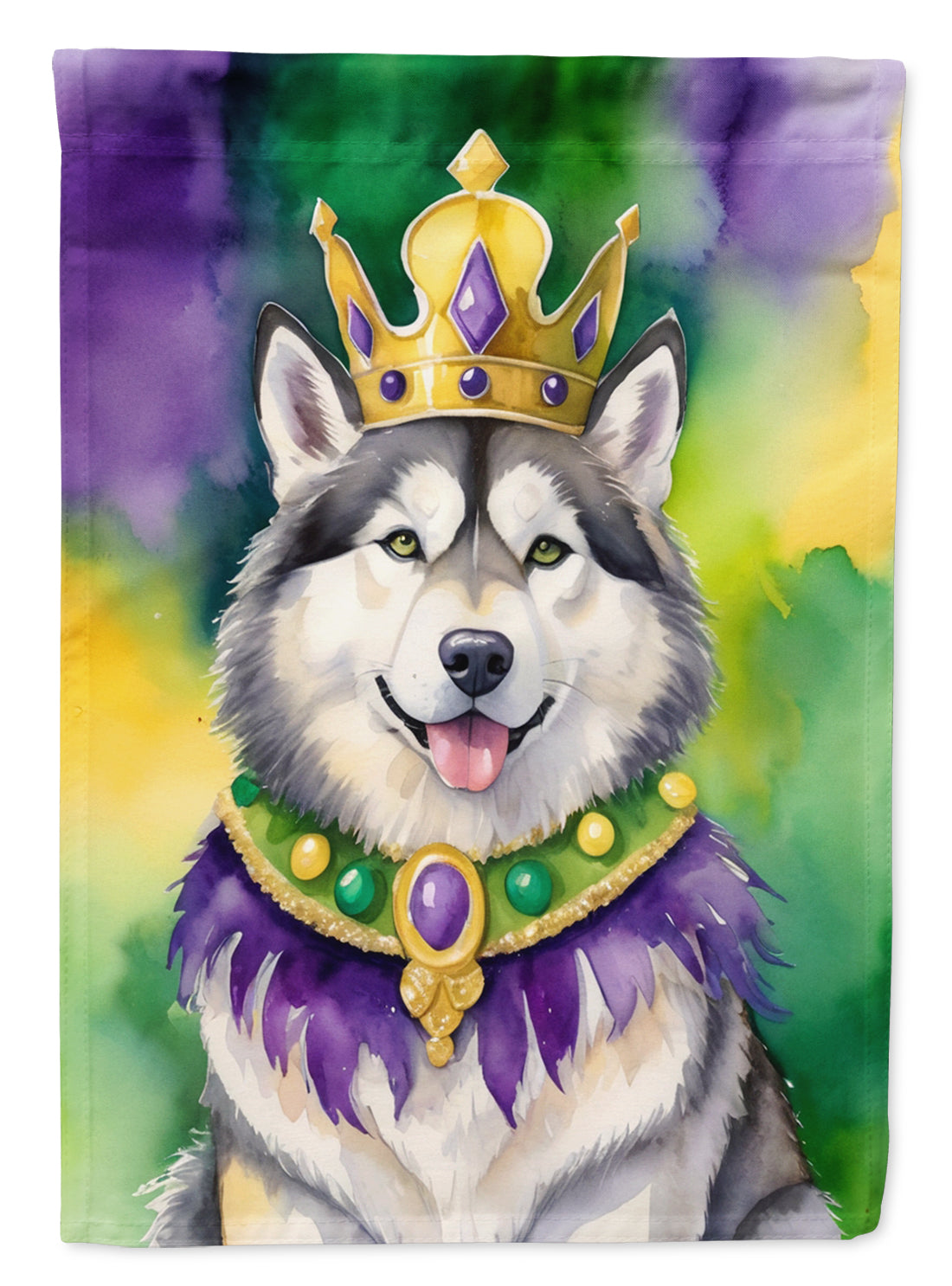 Buy this Alaskan Malamute King of Mardi Gras Garden Flag