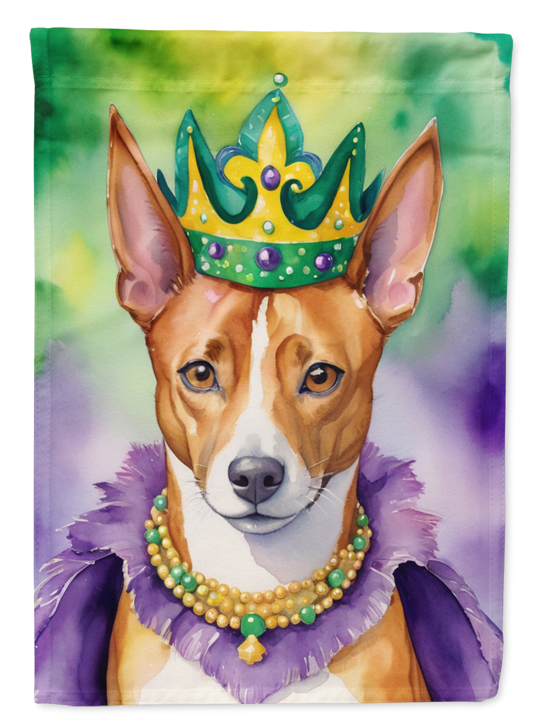 Buy this Basenji King of Mardi Gras House Flag