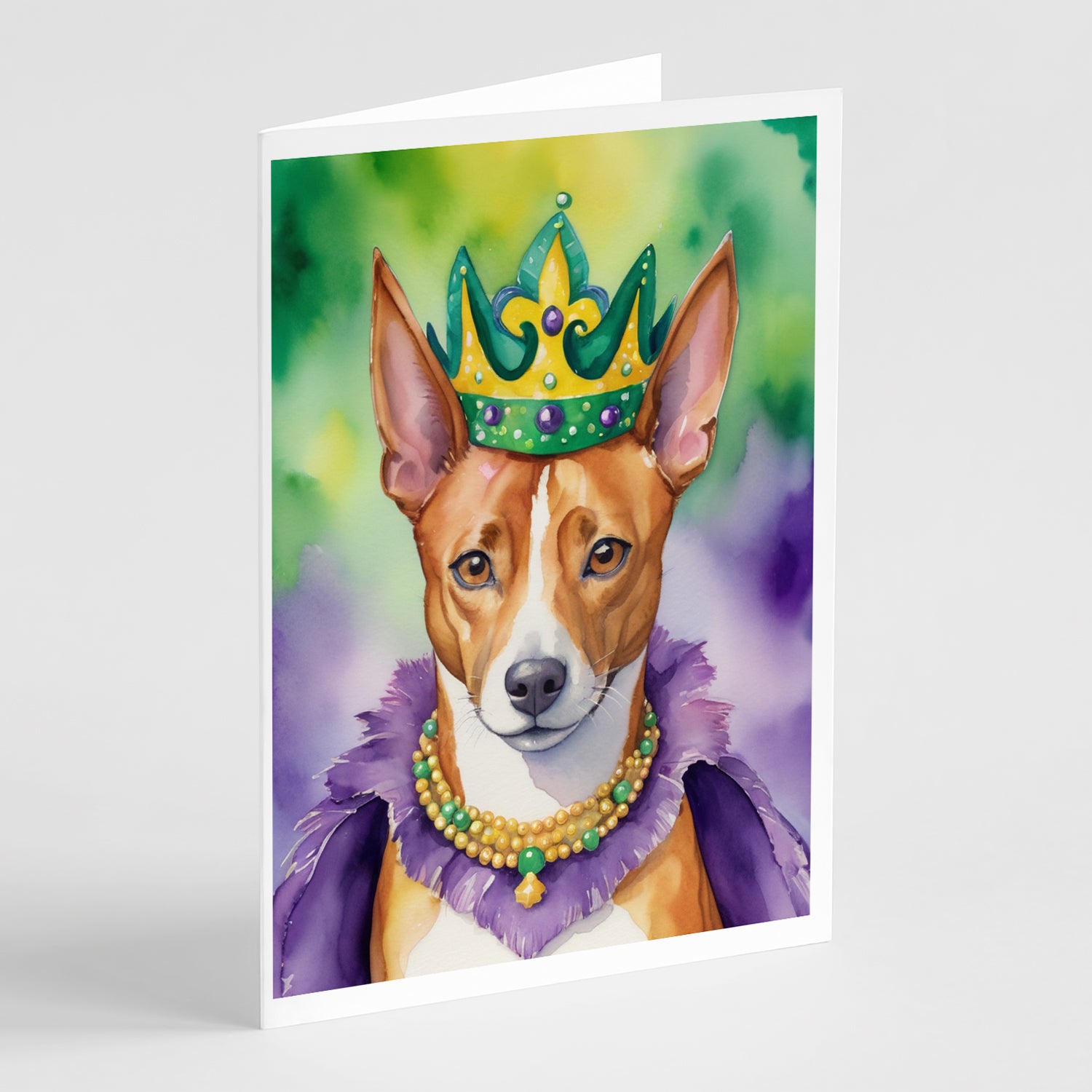 Buy this Basenji King of Mardi Gras Greeting Cards Pack of 8