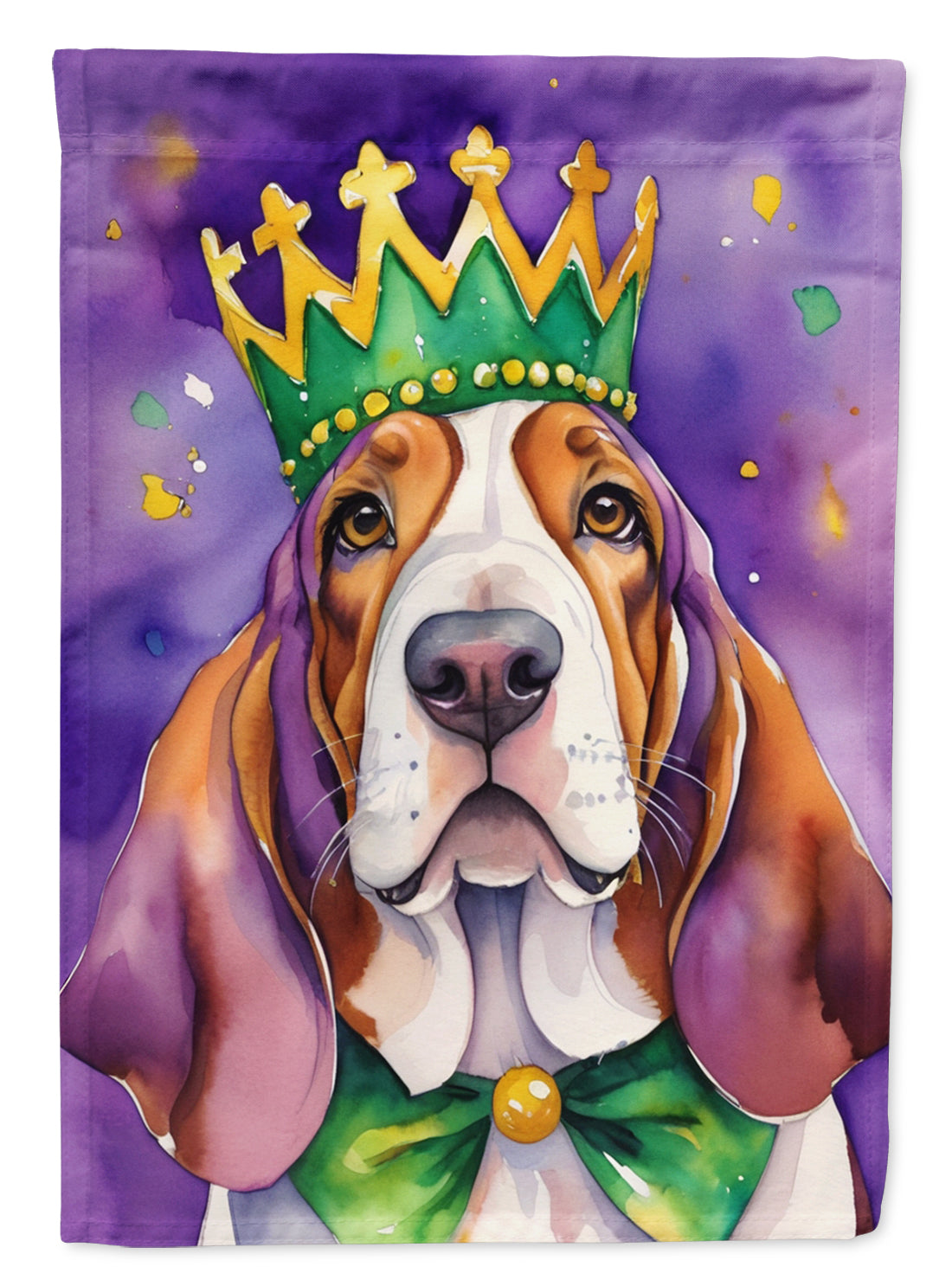 Buy this Basset Hound King of Mardi Gras House Flag