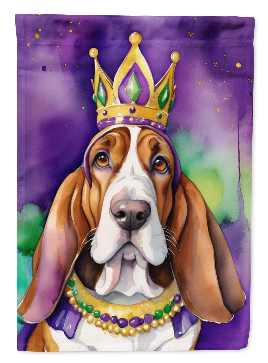 Buy this Basset Hound King of Mardi Gras House Flag