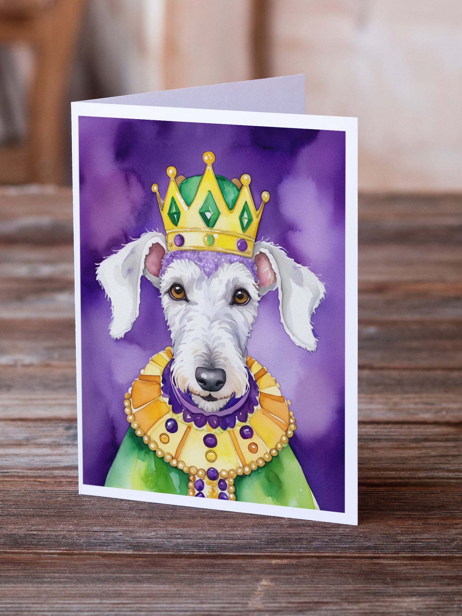 Buy this Bedlington Terrier King of Mardi Gras Greeting Cards Pack of 8