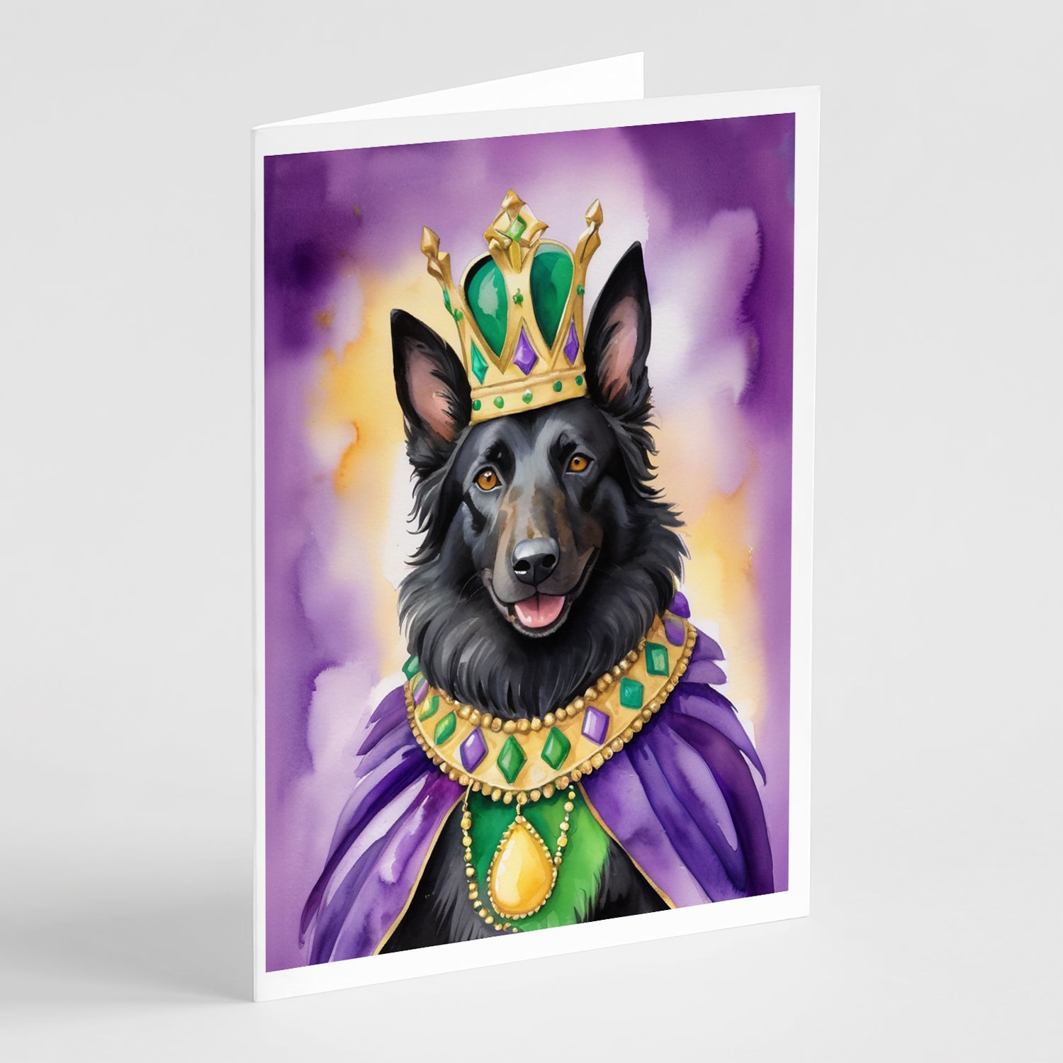 Buy this Belgian Sheepdog King of Mardi Gras Greeting Cards Pack of 8