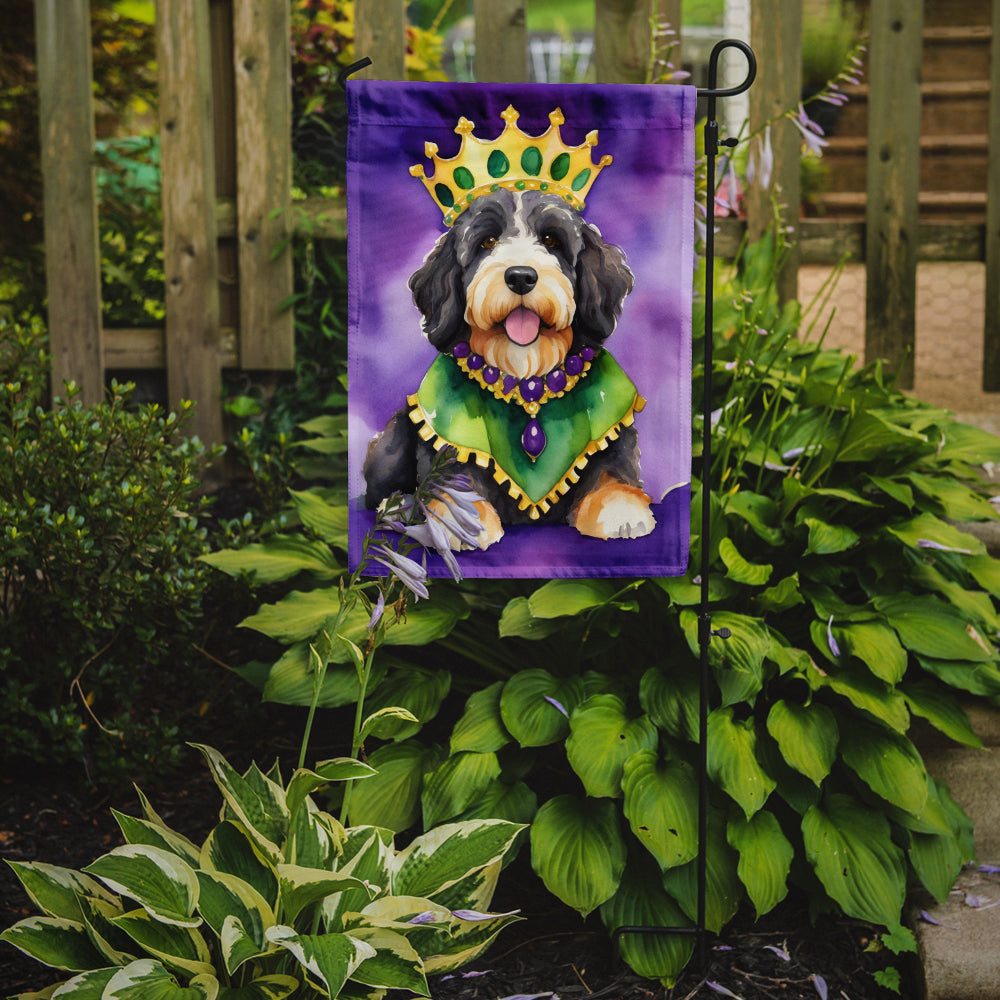 Buy this Bernedoodle King of Mardi Gras Garden Flag