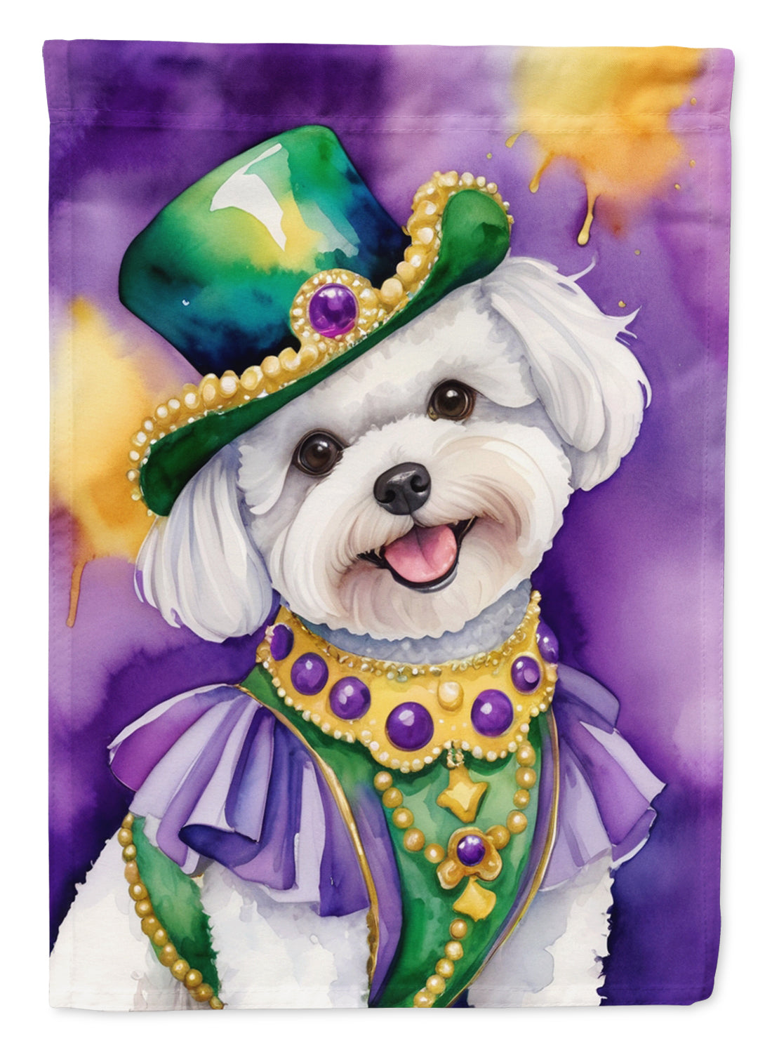 Buy this Bichon Frise King of Mardi Gras Garden Flag