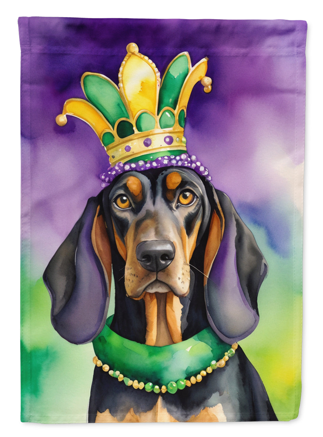 Buy this Black and Tan Coonhound King of Mardi Gras House Flag