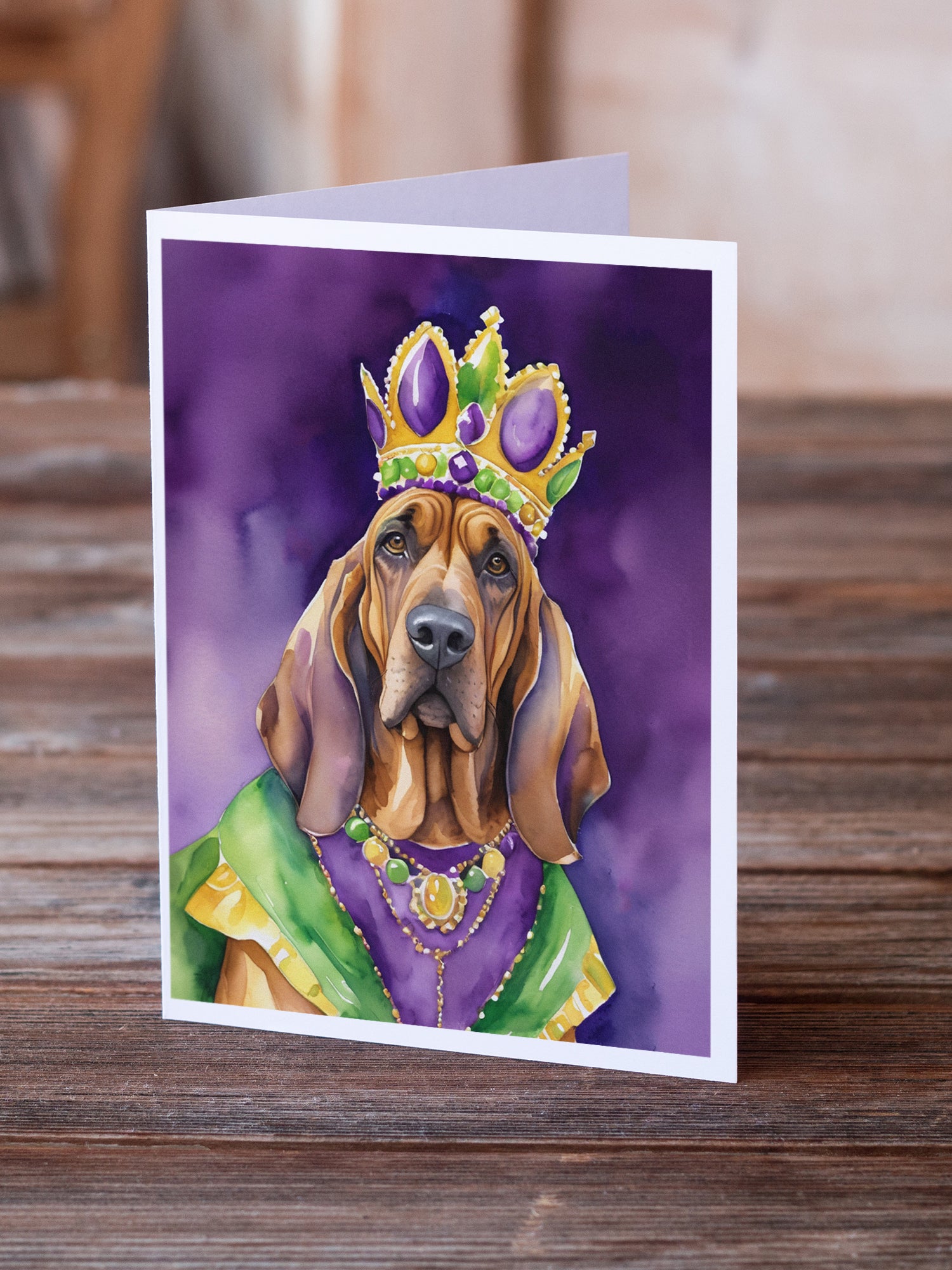 Buy this Bloodhound King of Mardi Gras Greeting Cards Pack of 8