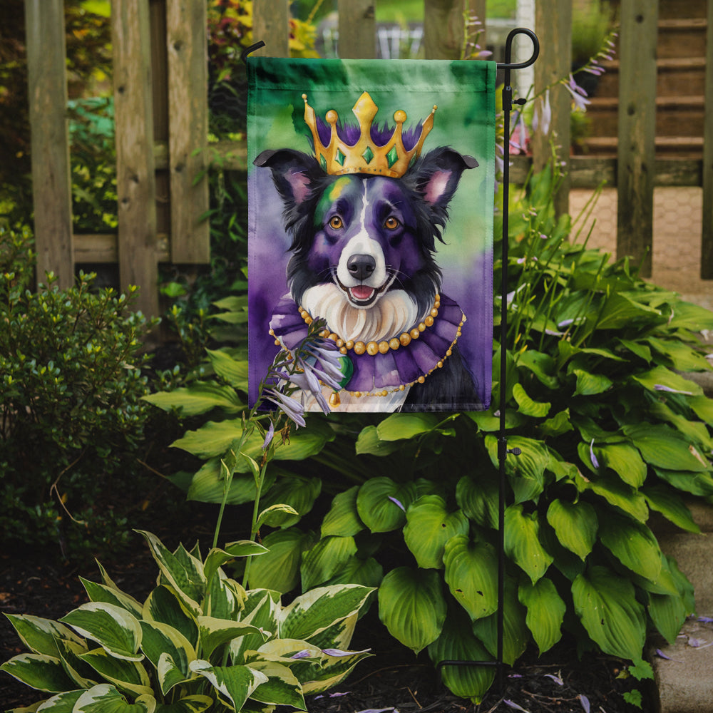 Border Collie King of Mardi Gras Garden Flag