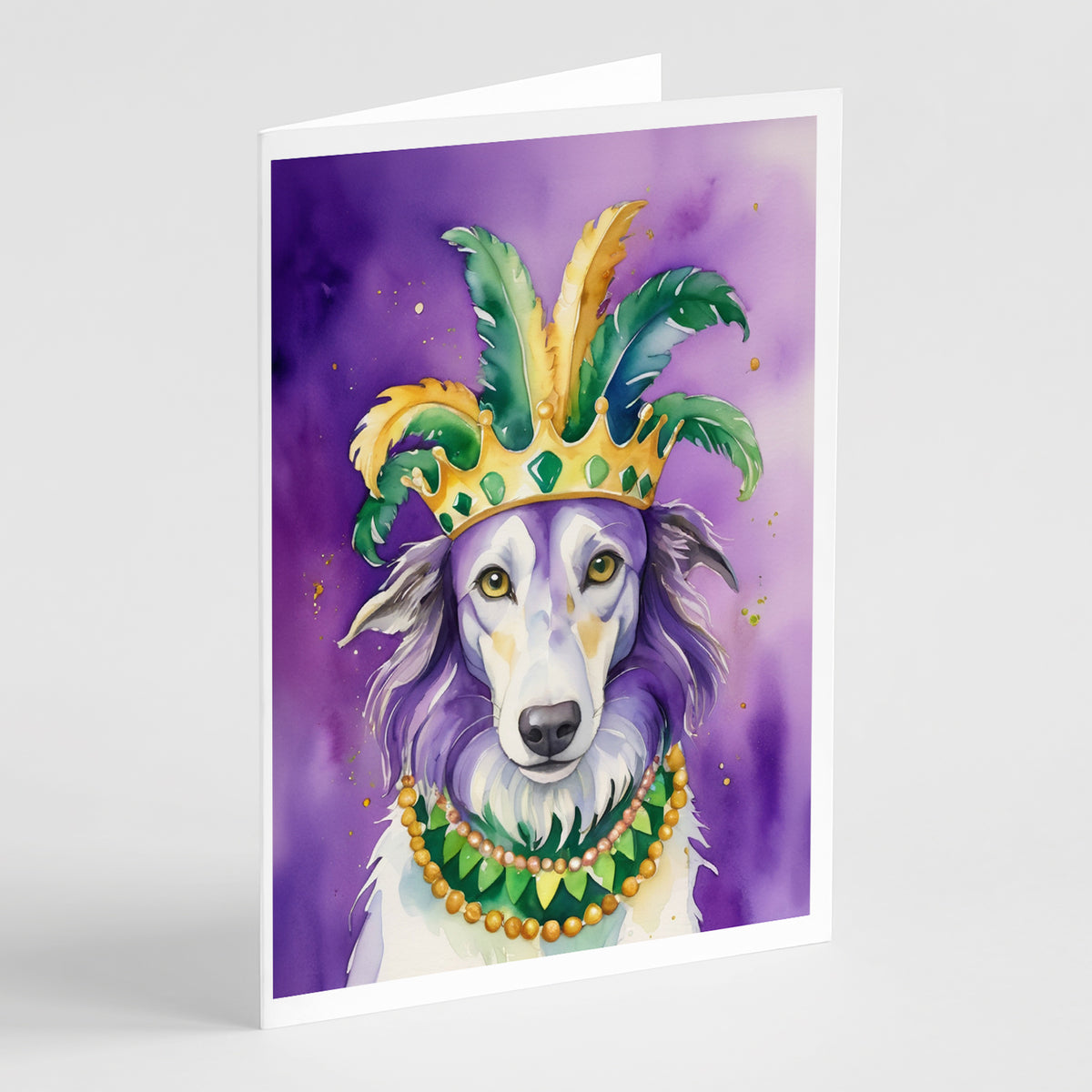 Buy this Borzoi King of Mardi Gras Greeting Cards Pack of 8