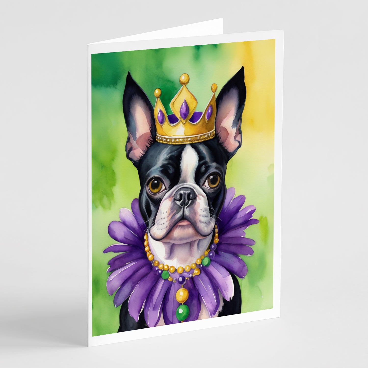 Buy this Boston Terrier King of Mardi Gras Greeting Cards Pack of 8