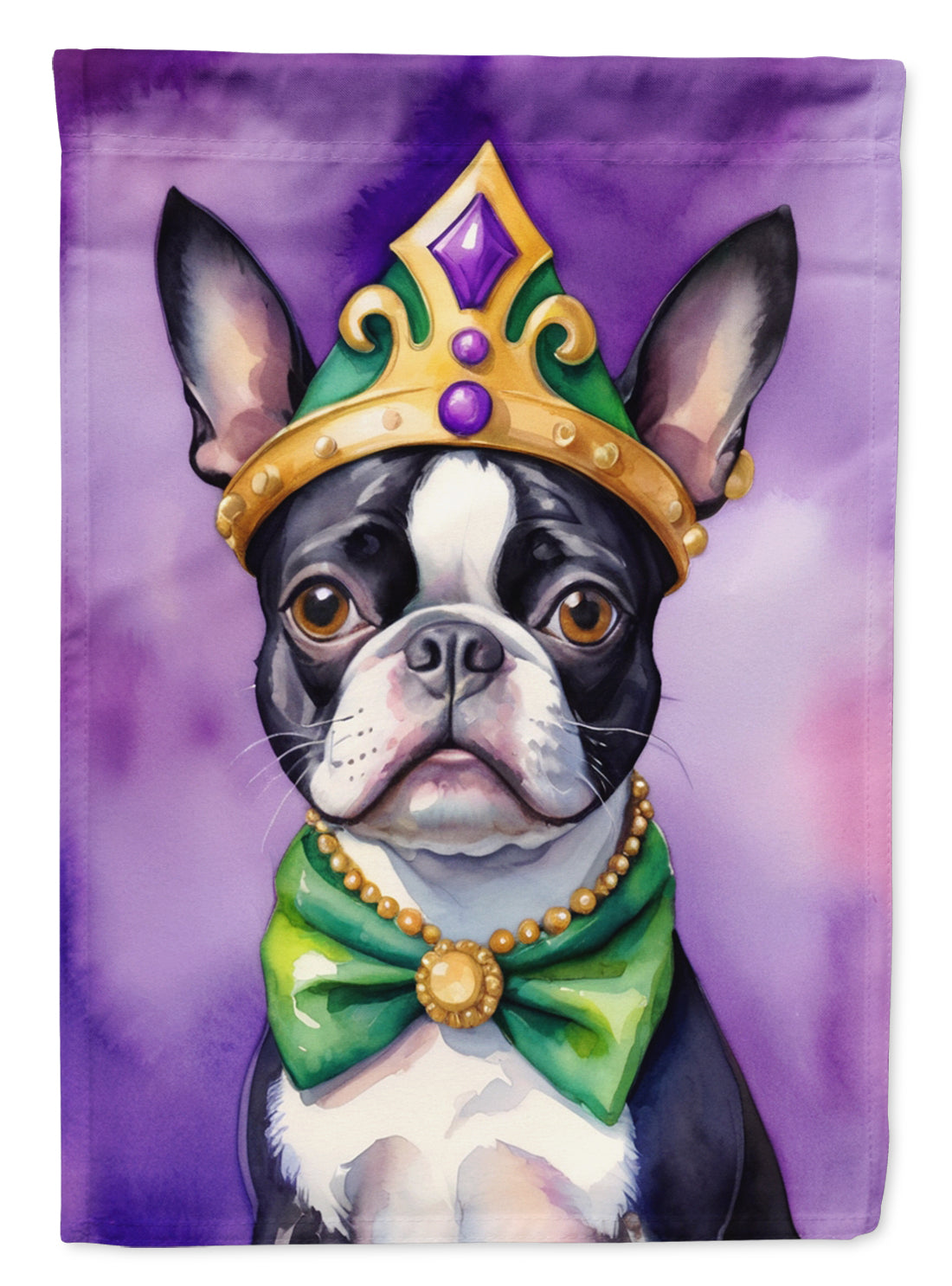 Buy this Boston Terrier King of Mardi Gras Garden Flag