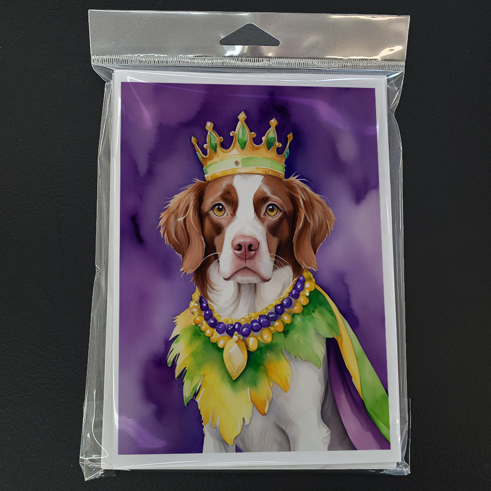 Brittany Spaniel King of Mardi Gras Greeting Cards Pack of 8