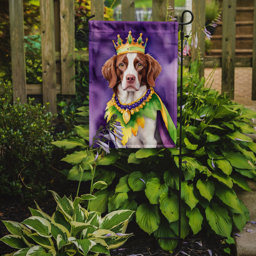 Brittany Spaniel King of Mardi Gras Garden Flag