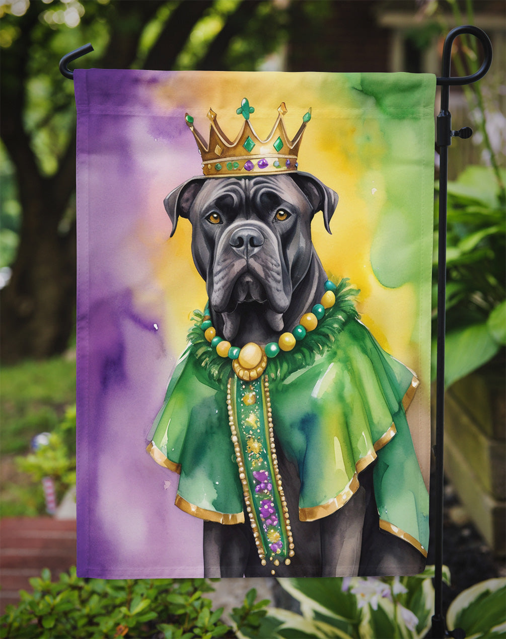 Cane Corso King of Mardi Gras Garden Flag