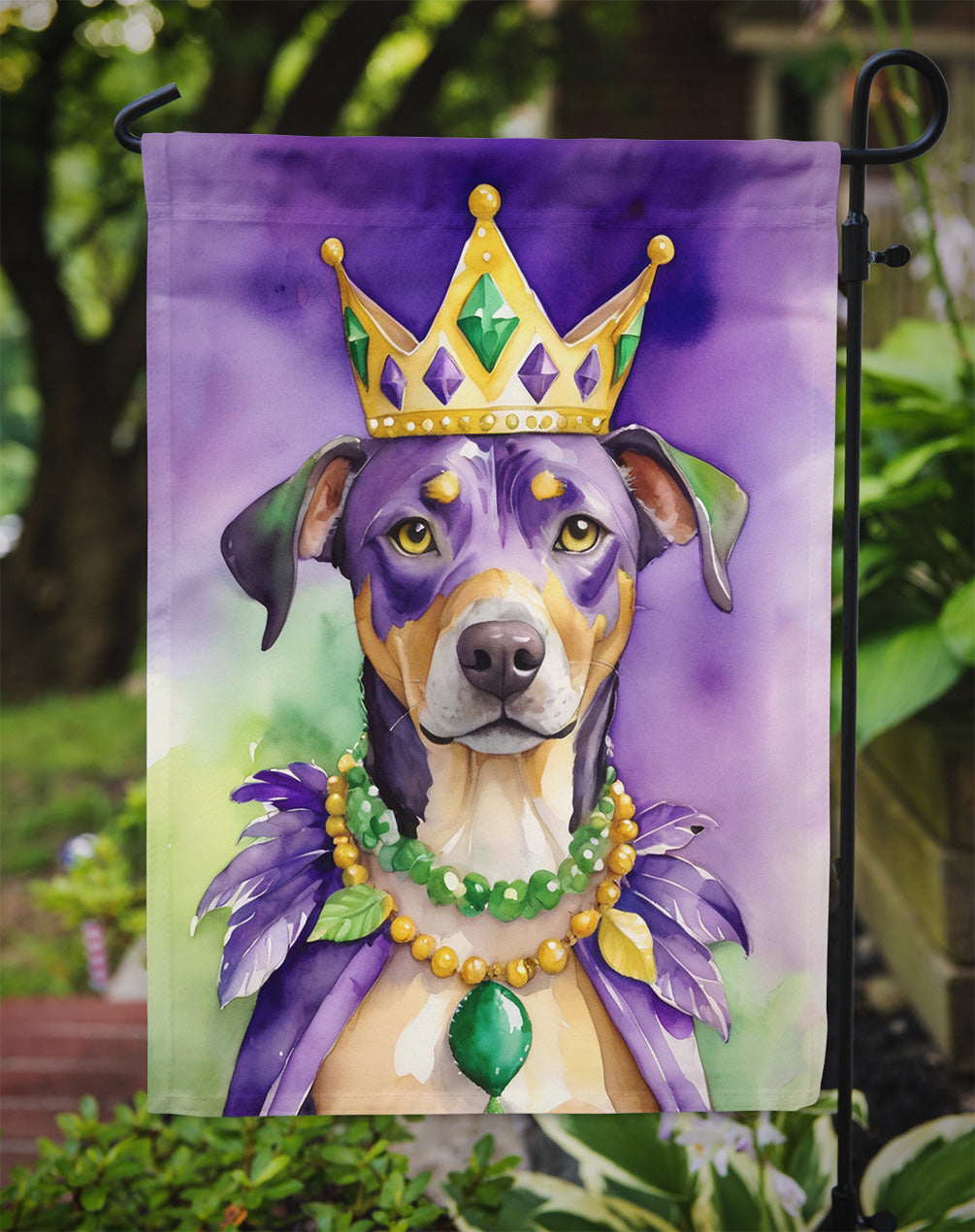 Catahoula King of Mardi Gras Garden Flag