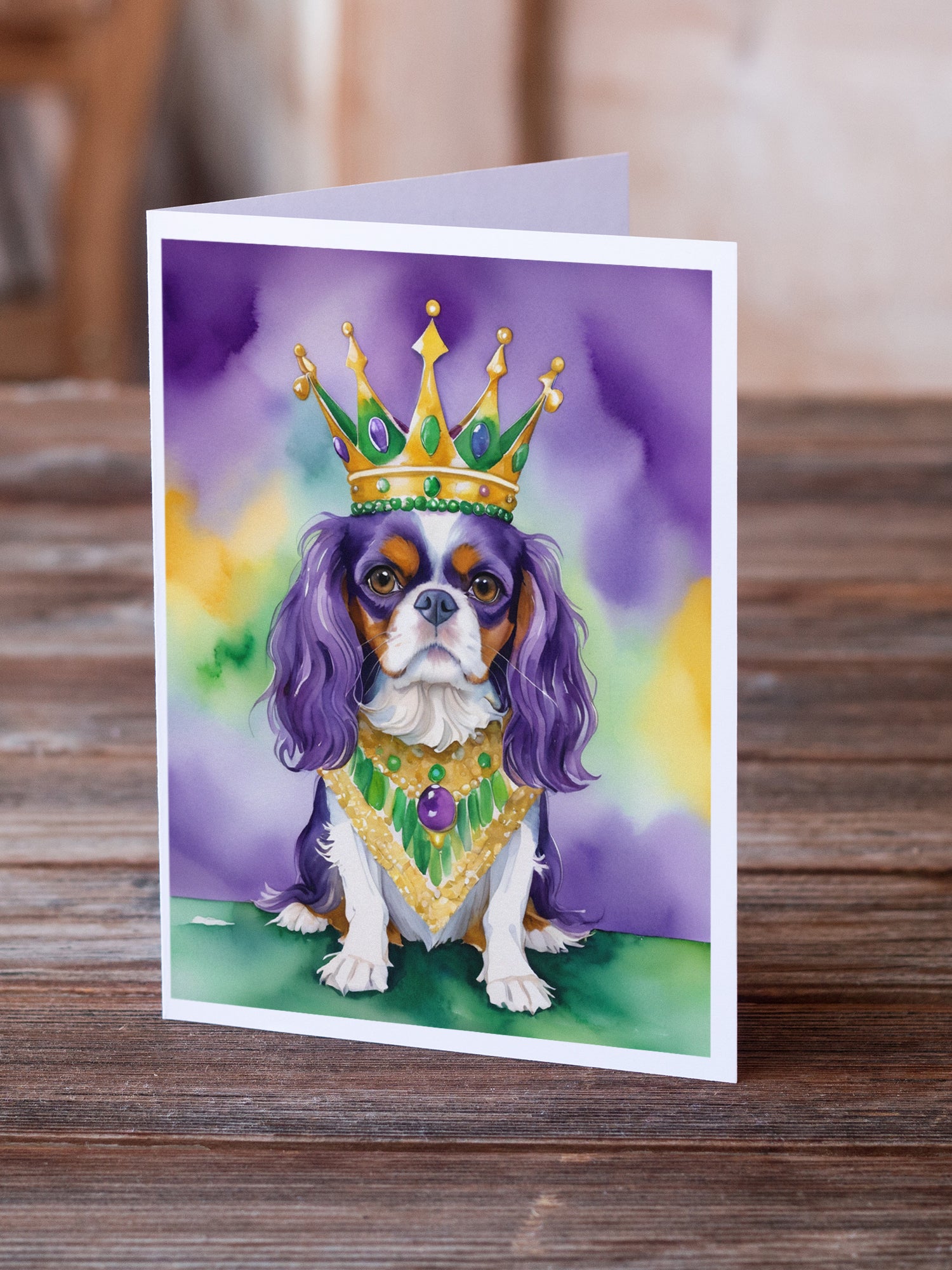 Buy this Cavalier Spaniel King of Mardi Gras Greeting Cards Pack of 8