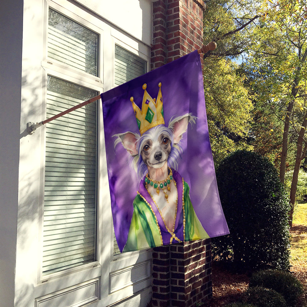 Chinese Crested King of Mardi Gras House Flag