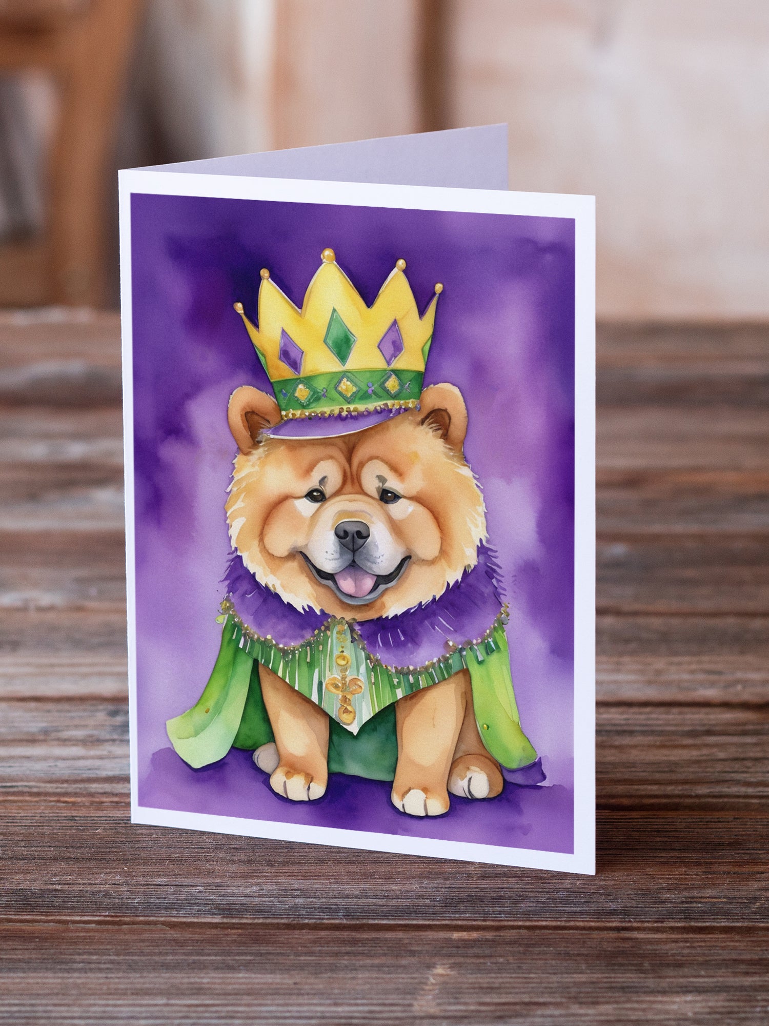 Chow Chow King of Mardi Gras Greeting Cards Pack of 8