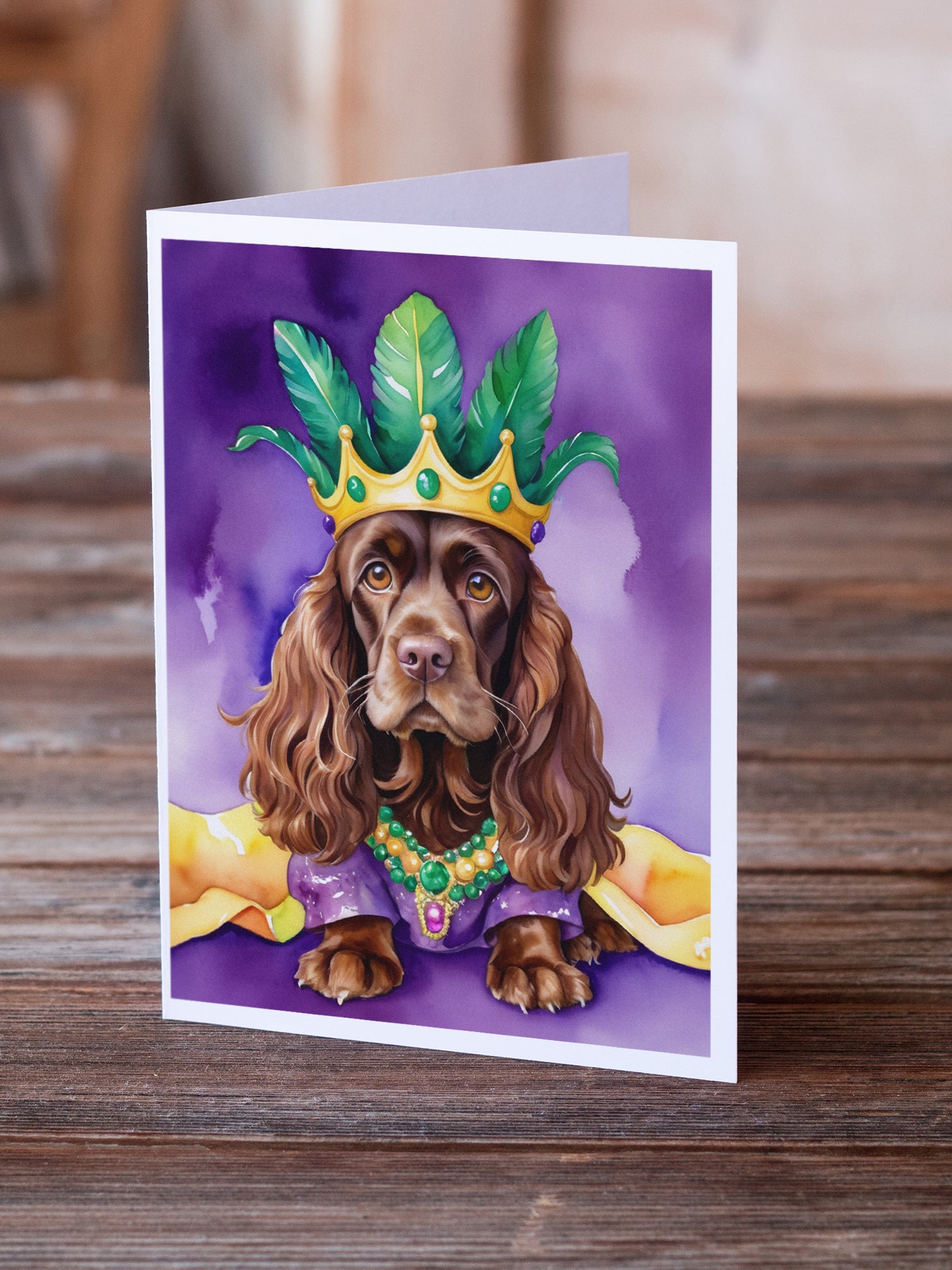 Cocker Spaniel King of Mardi Gras Greeting Cards Pack of 8